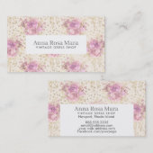 *~*の花の旧式なビクトリア時代の人のばら色のヴィンテージの麻布 名刺 (正面/裏面)