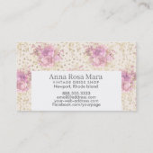 *~*の花の旧式なビクトリア時代の人のばら色のヴィンテージの麻布 名刺 (裏面)