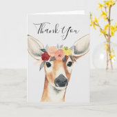 |の花の王冠の森林官のシカありがとう カード (黄色い花)