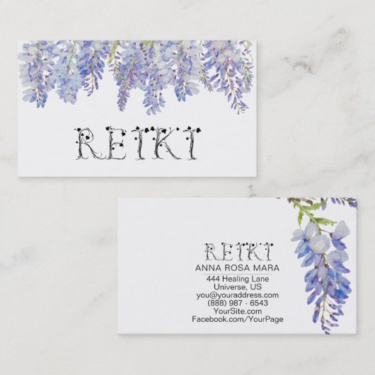 *~*の花の藤の花の水彩画の霊気 名刺 (正面/裏面)