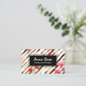 *~*の花の赤いケシのグリッターホイルの白黒の上品 名刺 (スタンド正面)