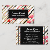 *~*の花の赤いケシのグリッターホイルの白黒の上品 名刺 (正面/裏面)