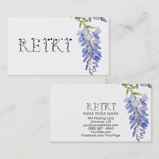 *~*の花の霊気の藤の花の水彩画 名刺 (正面/裏面)