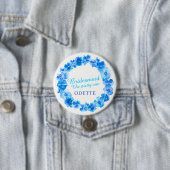 の花嫁結婚メイドのパンジー青い花の名前をカスタムする 缶バッジ (インサイチュ)