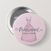 の花嫁結婚メイドの好意ピンクのヴィンテージドレス 缶バッジ (正面&裏面)