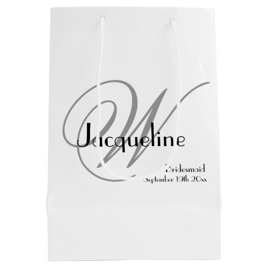 の花嫁結婚メイドギフトモノグラムシックモダン ミディアムペーパーバッグ (裏面)