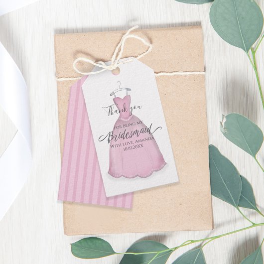 の花嫁結婚ヴィンテージピンクのドレスの好意 ギフトタグ