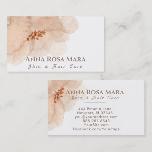 *~*の花柄の抽象芸術の柔らかいベージュモモの水彩画 名刺 (正面/裏面)