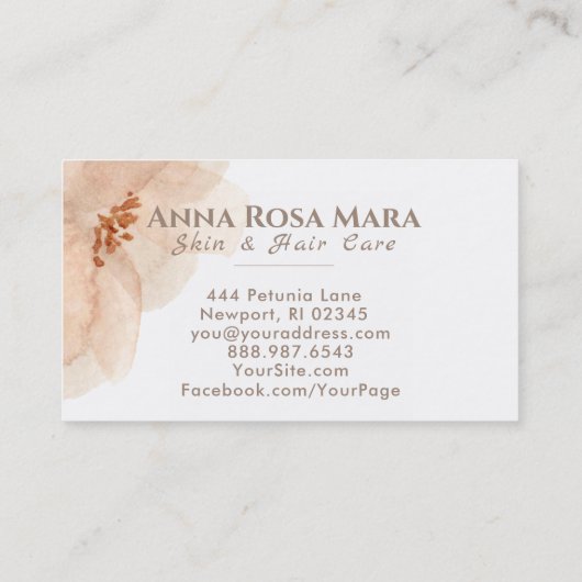 *~*の花柄の抽象芸術の柔らかいベージュモモの水彩画 名刺 (裏面)