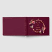 の花模様結婚ブルゴーニュ金ゴールド幾何学 ゲストブック (全面)