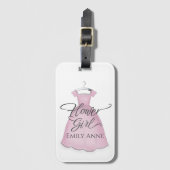 の花結婚女の子かわいいピンクのヴィンテージ ラゲッジタグ (正面縦)