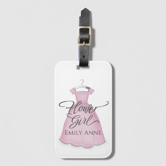 の花結婚女の子かわいいピンクのヴィンテージ ラゲッジタグ (正面縦)