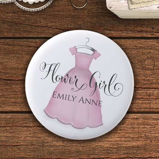 の花結婚女の子ピンクかわいいヴィンテージドレスのお願い 缶バッジ