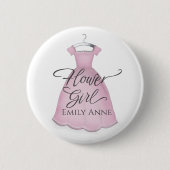 の花結婚女の子ピンクのヴィンテージドレス可愛い 缶バッジ (正面)