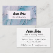 *~*の芸術的で青い及びピンクの花の花柄のシャクヤク 名刺 (正面/裏面)