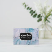 *~*の芸術的なピンク及び青くきらきら光るなダイヤモンドのシャクヤク 名刺 (スタンド正面)