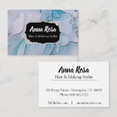 *~*の芸術的なピンク及び青くきらきら光るなダイヤモンドのシャクヤク 名刺 (正面/裏面)