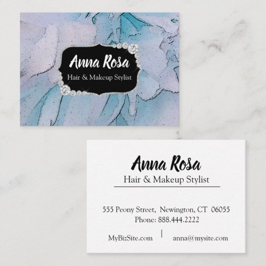 *~*の芸術的なピンク及び青くきらきら光るなダイヤモンドの抽象芸術 名刺 (正面/裏面)