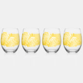 の茎結婚のないワイングラス黄色い蝶 ステムなしワイングラス (正面)