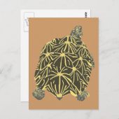 の葉書に黒と黄絵画の亀 ポストカード (正面/裏面)