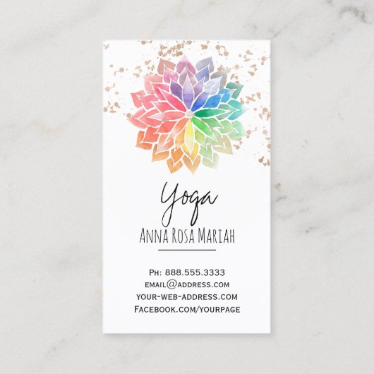 *~*の虹のチャクラの曼荼羅の精神的なヨガのグリッター 名刺 (裏面)