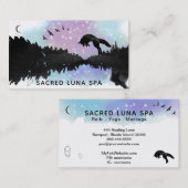 *~*の虹の松の木を跳躍させている宇宙月のキツネ 名刺 (正面/裏面)