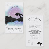 *~*の虹の松の木を跳躍させている宇宙月のキツネ 名刺 (正面/裏面)