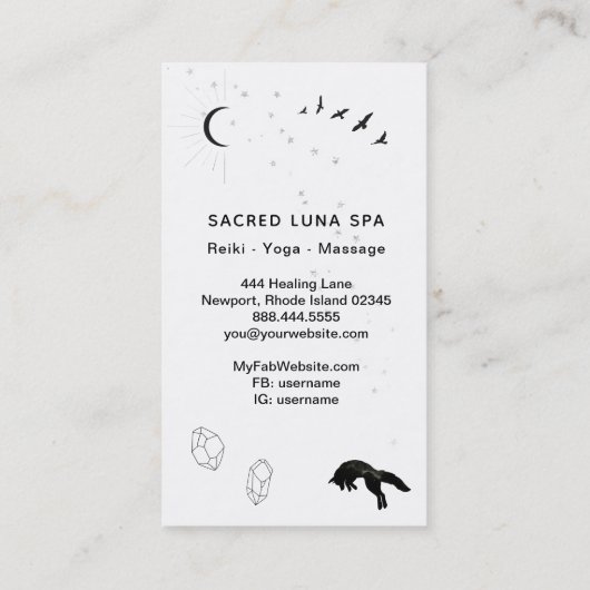 *~*の虹の松の木を跳躍させている宇宙月のキツネ 名刺 (裏面)