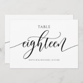 の表モダン結婚番号の書道 – 18 招待状 (正面/裏面)