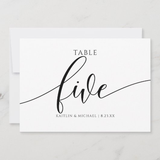 の表モダン結婚番号の書道 – 5 招待状 (正面)