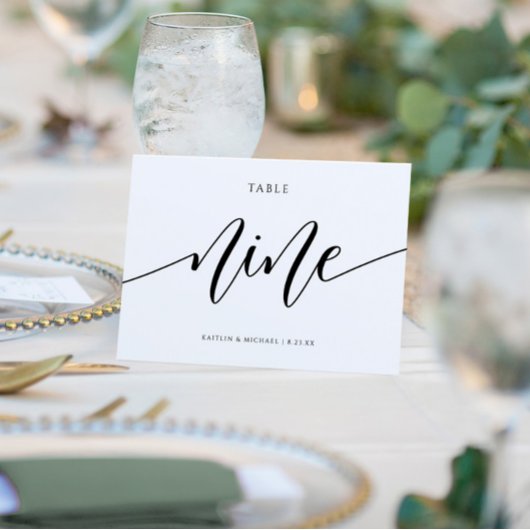 の表モダン結婚番号の書道 – 9 招待状