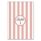 の表結婚番カードストライプのピンク白カード テーブルナンバー (裏面)