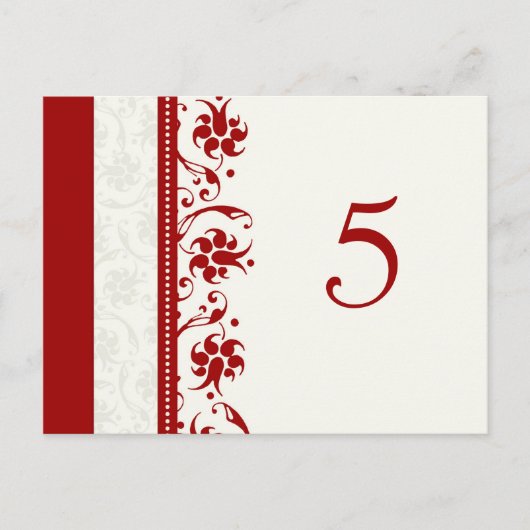の表結婚番カード赤フローラ ポストカード (正面)