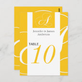 の表結婚番カード黄色モノグラムA ポストカード (正面/裏面)
