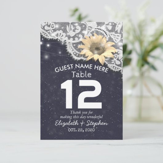 の表結婚番号レースひまわりライト 招待状 (スタンド正面)