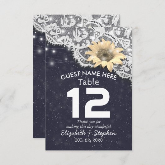 の表結婚番号レースひまわりライト 招待状 (正面/裏面)