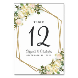 の表結婚番白フローラ金ゴールド幾何学的 テーブルナンバー