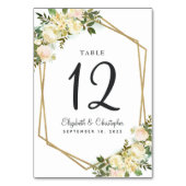 の表結婚番白フローラ金ゴールド幾何学的 テーブルナンバー (裏面)