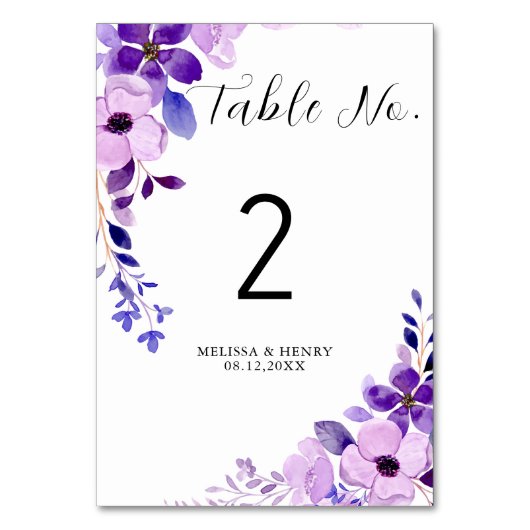 の表結婚番配置カード テーブルナンバー (正面)