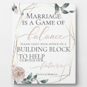 の要求結婚建物ブロックほこりっぽいバラ フォトプラーク (正面)