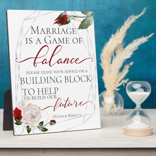 の要求結婚建物ブロックほこりっぽい赤面 フォトプラーク (側面)