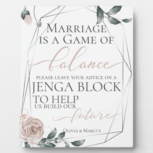 の要結婚求Jenga Block Dustyバラフローラ2 フォトプラーク (正面)