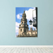 の角にある時計塔のビュー キャンバスプリント (インサイチュ (ウッドフロア))