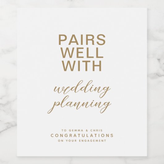 の計画婚約と結婚うまく組み合わせる ワインラベル (シングルラベル)