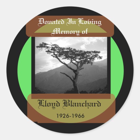 ～の記念に寄付される ラウンドシール (正面)