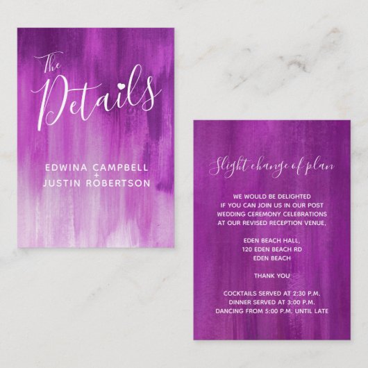 の詳細結婚は紫色のアートエンクロージャカードを持つ エンクロージャーカード (正面/裏面)