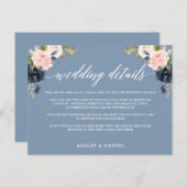 の詳細結婚ダスティブルーピンクフローラ挿入カード ポストカード (正面/裏面)