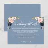 の詳細結婚ダスティブルーピンクフローラ挿入カード ポストカード (正面/裏面)