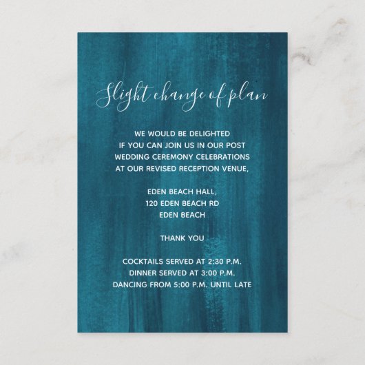 の詳細結婚ティール（緑がかった色）ブルーグリーンアートエンクロージャカード エンクロージャーカード (裏面)