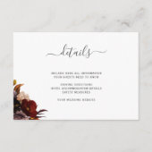 の詳細結婚ブルゴーニュ素朴な秋フローラ囲い エンクロージャーカード (正面)